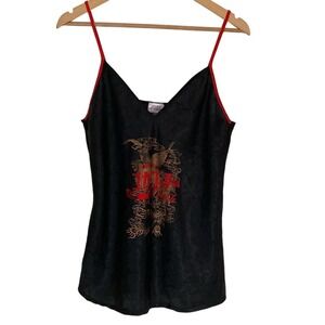 Vintage Coca Cola Japan Womens Black Red‎ Camisole Size XL Asian Print Chic